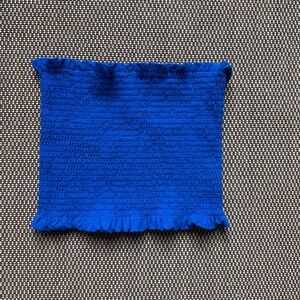 H&M SMOCKED TUBE TOP COBALT BLUE SIZE MEDIUM